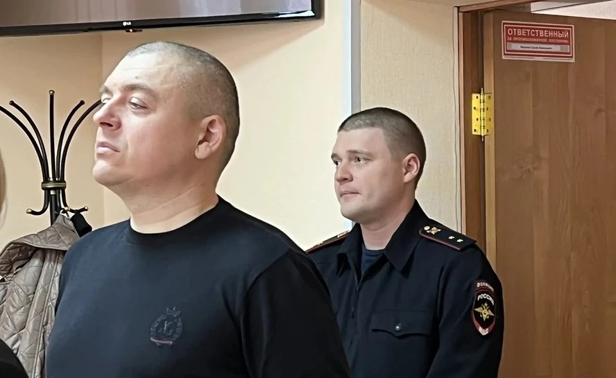 Экс-начальник ОЭБиПК Новосибирска Андрей Хомин в зале суда во время оглашения приговора