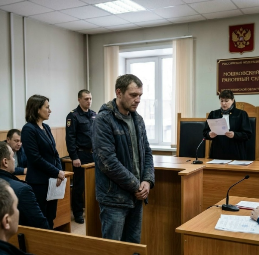 Зал судебных заседаний в Новосибирской области, вынесение приговора по статье 228 за хранение наркотиков в Мошковском районе.
