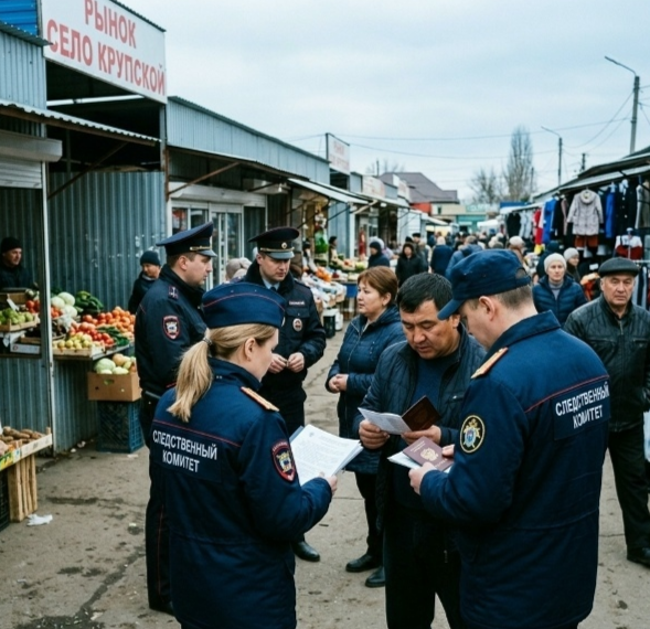 Сотрудники Следственного комитета Российской Федерации и миграционной службы МВД проверяют разрешительные документы у иностранных рабочих на торговом объекте в Новосибирской области.