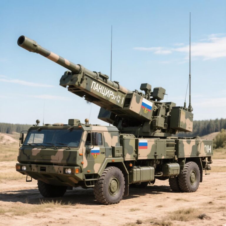 Зенитный ракетный комплекс ведет огонь в ночном небе