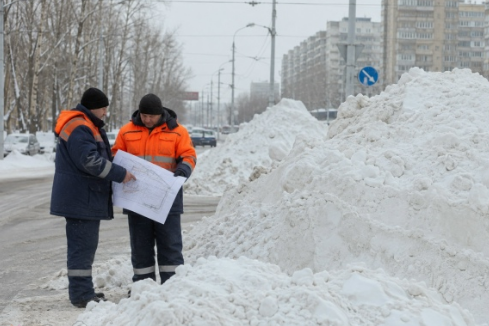 Специализированная снегоуборочная техника МБУ осуществляет очистку и вывоз снега с центральных улиц Новосибирска